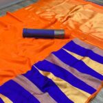 Orange-Colour-Kanchipuram-Silk-Saree-Bollywood-Style-Saree-Party-Wear-Saree-1