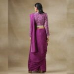 Purple-Bandhani-Printed-Silk-Pre-Pleat-Stitched-Saree-with-Be-1